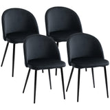Modern Dining Chairs, Mid-Back Velvet-touch Upholstery Side Chair, Set of 4