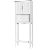 Modern Over The Toilet Storage Cabinet, Double Door Over Toilet Bathroom Organizer with Adjustable Shelf and Open Shelf