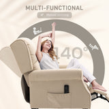 Massage Recliner Chair for Living Room, Push Back Recliner Sofa, Suede Wingback Reclining Chair with Extendable Footrest, Wood Legs