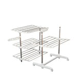 4 Layers Folding Laundry Rack Stand Dryer Storage Towel Rack Rolling