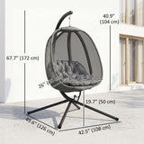 Hanging Egg Chair, Folding Basket and Thickened Cushion