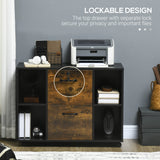 Lateral Filing Cabinet with Wheels and Lockable Drawer, Mobile Printer Stand with Open Shelves for Letter and A4 Size Documents for Home Office