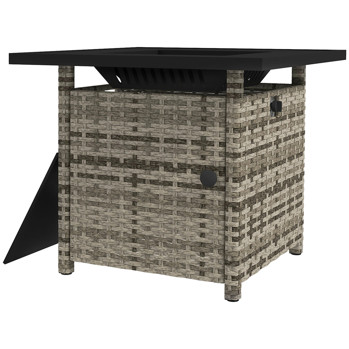 Outdoor PE Rattan Propane Fire Pit Table, 50, 000 BTU Pulse-Ignition Wicker Fire Table