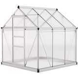 Serre en polycarbonate transparent 6,2' x 6,3' x 6,6' grande serre de promenade de jardin cadre à feuille galvanisée avec porte coulissante
