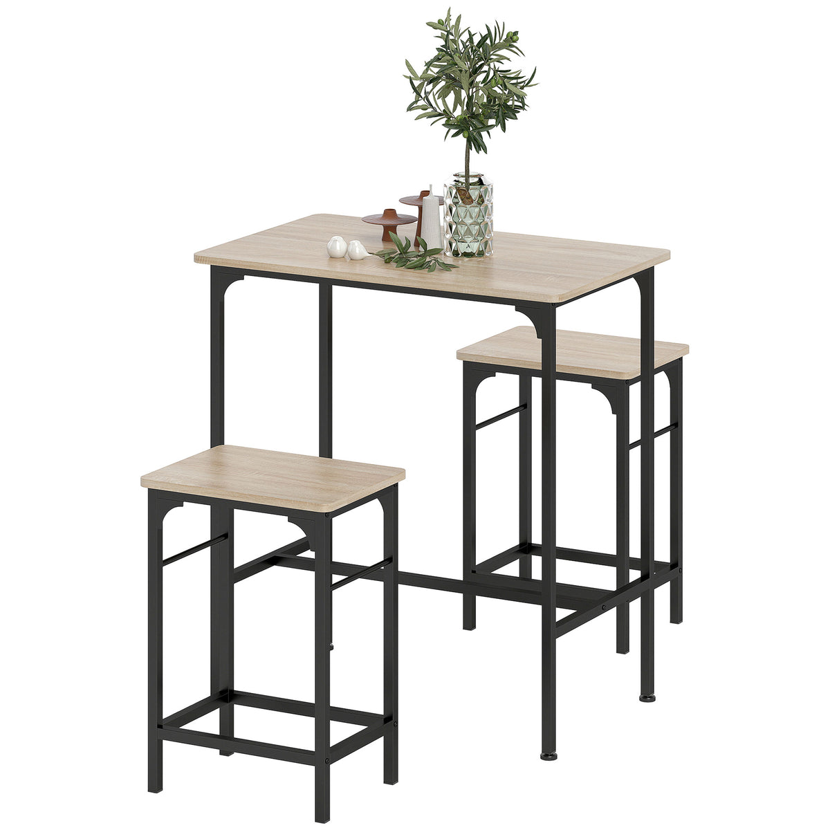 3-Piece Dining Table Set for 2, Bar Table and 2 Stools for Kitchen, Small Space