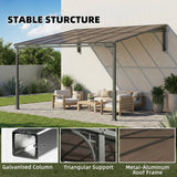 11' x 10' Outdoor Pergola, Wall Mounted Hardtop Lean-to Gazebo with Polycarbonate Roof and Metal-Aluminium Frame