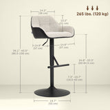 Ensemble de 2 Tabourets de Bar, Tabourets Pivotants de Hauteur Comptoir avec Dossier, Repose-pied, Hauteur Ajustable