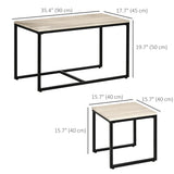 Tables basses gigognes - Ensemble de 3, Tables d'appoint modernes avec cadre en métal noir pour salon et mobilier de maison