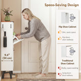 Shoe Storage Cabinet with 2 Flip Drawers, Holds Up to 16 Pairs