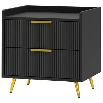 Bedside Table, Nightstand with 2 Drawers, Side End Table with Metal Legs for Bedroom