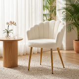 Fauteuil d'accent design dossier pétale, fauteuil de salon moderne avec pieds métalliques