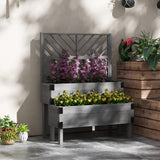 Lit de jardin surélevé avec treillis, jardinière en bois surélevée 2 niveaux