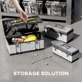 3 Pieces Tool Box Set, Stainless Steel Toolbox with Tray