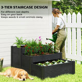 Kit de lit de jardin surélevé en vinyle, boîte de jardin surélevée 3 étages avec fond ouvert