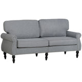 Stylish Midback Double Sofa with Sponge Padding, 2 Seater Sofa Couch, with Rubber Wood Leg