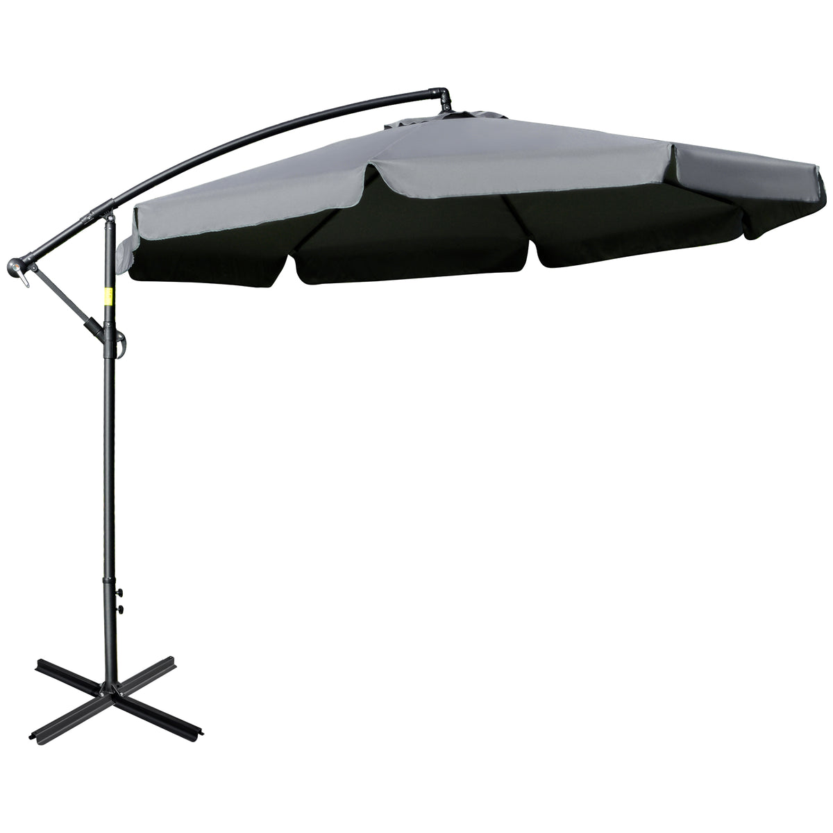11 FT Cantilever Patio Umbrella Offset Parasol with Cross Base and 8 Ribs for Garden