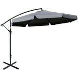 11 FT Cantilever Patio Umbrella Offset Parasol with Cross Base and 8 Ribs for Garden