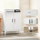 Office Storage Cabinet with Lock, Filing Cabinet with Adjustable Shelves and Doors for Home Office