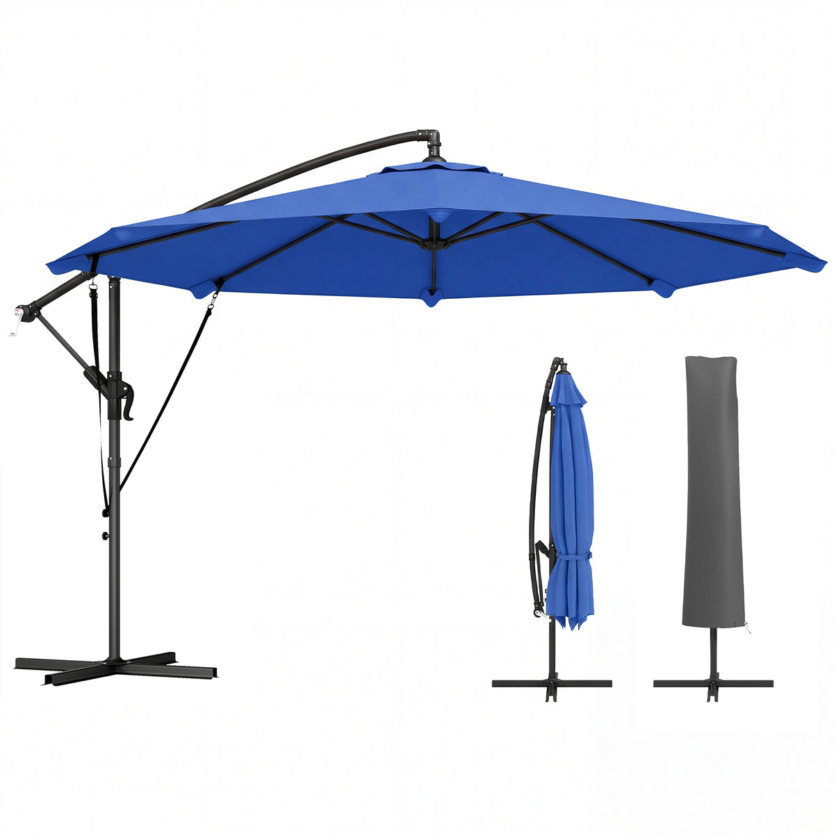 10FT Cantilever Patio Umbrella with 8 Ribs