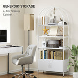 4-Tier Arched Shelving Unit with Cabinet, 31.5