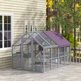 Outdoor Cat Enclosure Wooden Feral Cat House w/ Weatherproof Canopy, for 3-6 Cats
