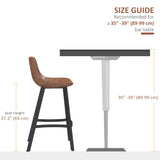 Counter Height Stools Set of 2, Upholstered Kitchen Stool with Back and Steel Legs
