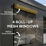 20' x 20' Heavy Duty Carport, Portable Garage Car Canopy Tent Shelter with 3 Roll-up Doors, 4 Windows