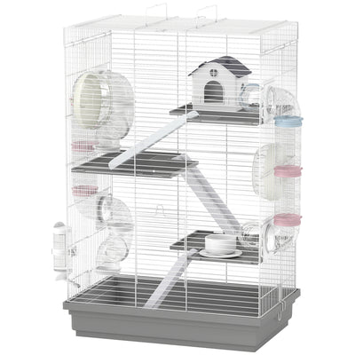 4-Level Large Hamster Cage with DIY Tubes, Exercise Wheels