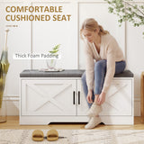 Shoe Bench with Cushion Shoe Storage Bench with Doors Adjustable Shelves for Entryway