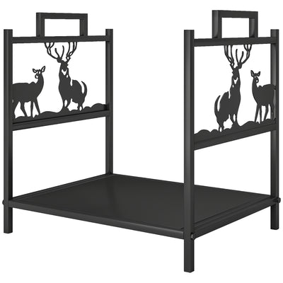 Heavy Duty Log Stand, Firewood Rack Outdoor with Handles, Wood Storage Holder for Fireplace
