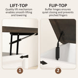 Lift Top Coffee Table with Charging Station, Square Farmhouse Center Table with Hidden Storage