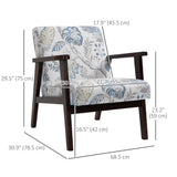 Fauteuil d'appoint Mid-Century Modern Fauteuil rétro en tissu avec accoudoirs en bois et rembourrage pour salon