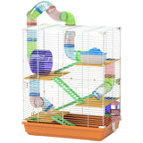 Cage à hamster 5 étages portable avec roues d'exercice tube de jeu bouteille d'eau gamelles maison et échelle pour gerbilles