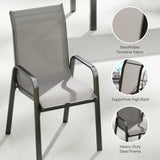 9 Pieces Patio Set with Stackable Chairs, Patio Dining Set with Glass Top for Garden