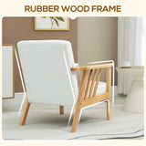 Fauteuil de salon rembourré avec cadre en bois d'hévéa, oreillers décoratifs et coussin confortable