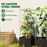 3 Packs Tomato Cages with 13.5 Gallon Grow Bags, Adjustable Square Plant Support Trellis