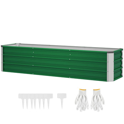 6' x 1.5' x 1.3' Galvanized Raised Garden Bed, Elevated Large Metal Planter Box w/ Install Gloves