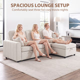 Modular Sectional Sofa Bed with Reversible Storage Ottoman