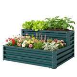 2 Tier Galvanized Raised Garden Bed, Steel Planter Box for Vegetables, 47