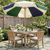 7.4 ft Patio Umbrella with Wood-Effect Frame, Colour-Blocked UPF 30+ Outdoor Market Table Umbrella Parasol