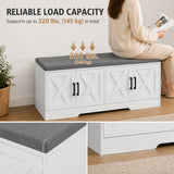 Shoe Bench with Cushion Shoe Storage Bench with Doors Adjustable Shelves for Entryway