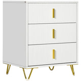 Commode 3 tiroirs, armoire rangement 3 tiroirs avec pieds en métal pour séjour, 19,7