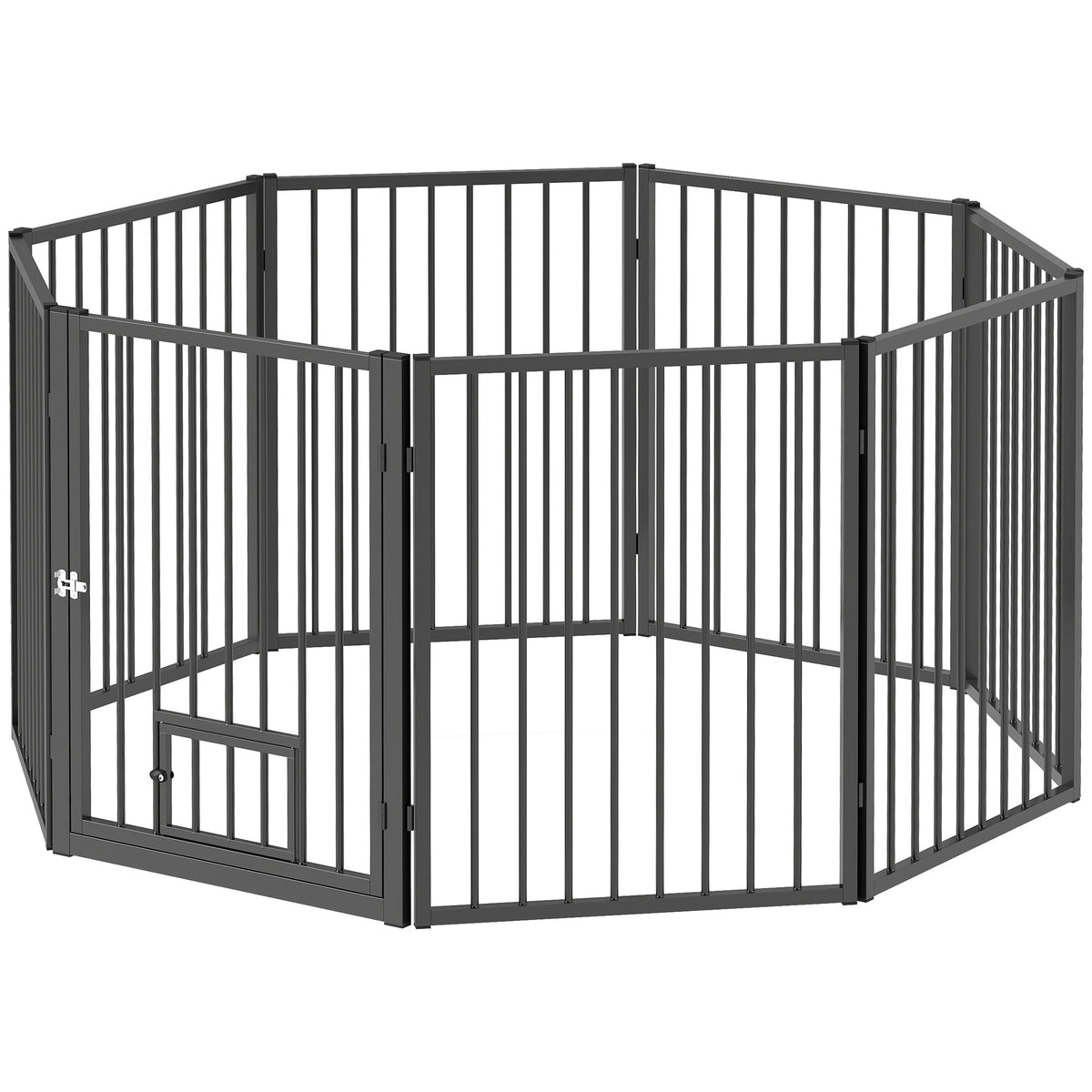 8 Panels Dog Playpen, Foldable Portable Pet Playpen with Door, for Small & Medium Dogs, 30