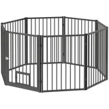8 Panels Dog Playpen, Foldable Portable Pet Playpen with Door, for Small & Medium Dogs, 30