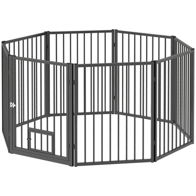 8 Panels Dog Playpen, Foldable Portable Pet Playpen with Door, for Small & Medium Dogs, 30