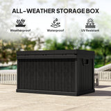 70 Gallon Deck Box, Resin Outdoor Storage Box with Handles