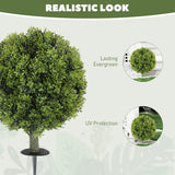 Artificial Boxwood Topiary Trees Set of 2 with Ground Stake