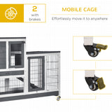 Wooden Rabbit Hutch, Indoor Bunny Cage with Wheels