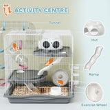 3-Tier Hamster Cage, Portable Gerbil Cage with Exercise Wheels