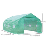 15' x 10' x 7' Walk-in Greenhouse Outdoor Plant Tunnel Warm Hot House w/ Roll Up Door and 6 Mesh Windows, Steel Frame